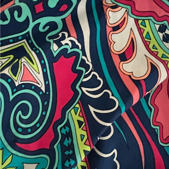 Multicolored Patterned Halter Top Style Bikini with Fabric Covering Stomach - Picture 3 of 4